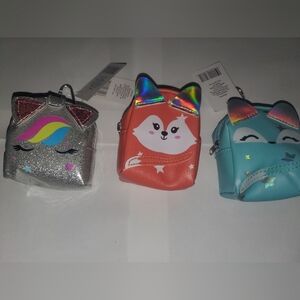 3 Kids Mini Backpack / Keychain Set